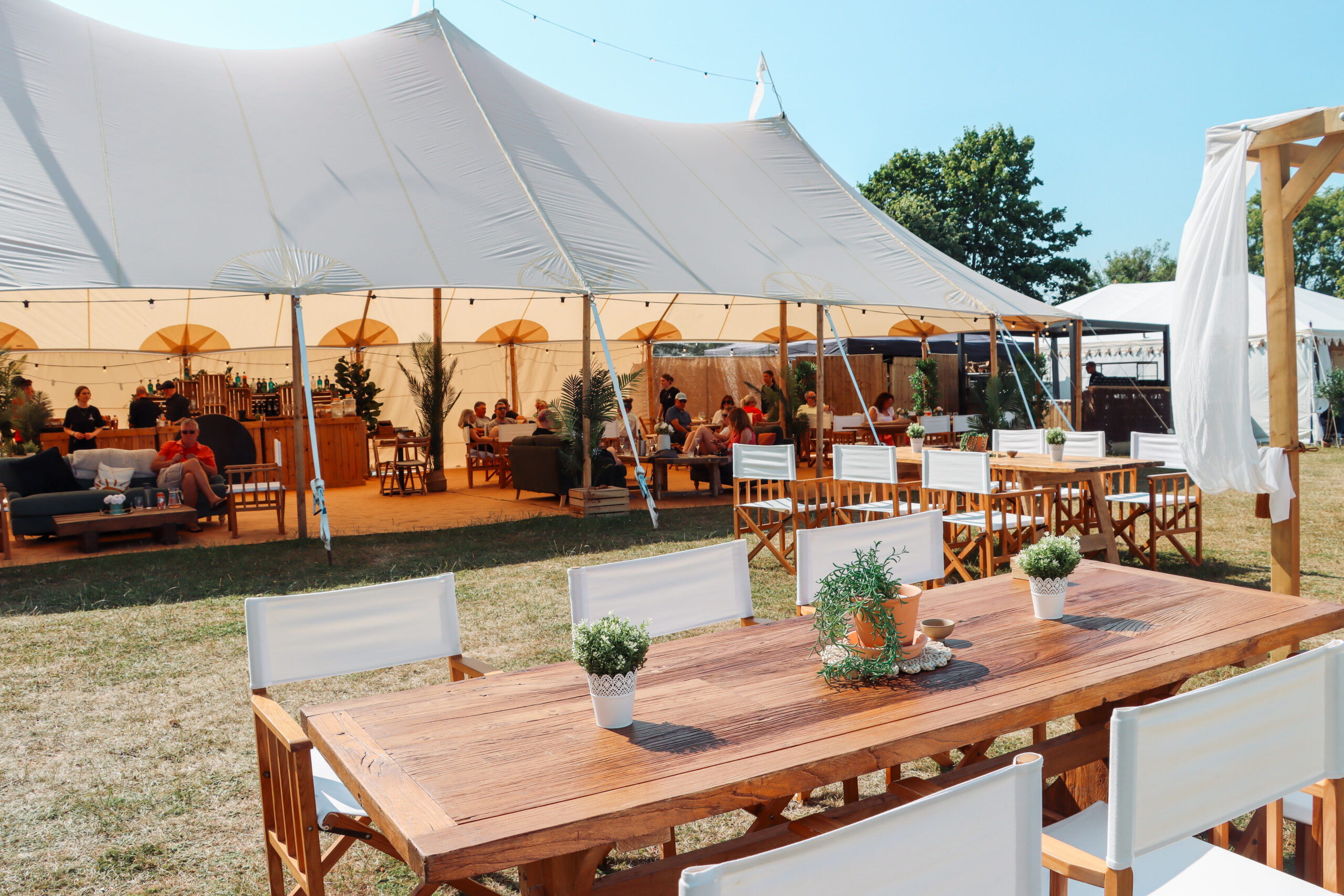 Pink Moon live event outside garden table